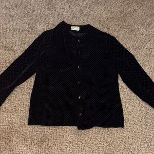 Vintage Black Velvet Button-Up Blazer 8